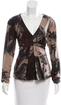 Etro Wool Printed V-Neck Top w/ Tags