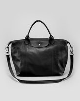 Thumbnail for your product : Longchamp Le Pliage Cuir Medium Handbag with Strap, Black