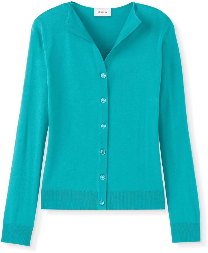 teal cardigan