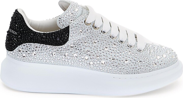 McQueen Leather Crystal-Embellished Oversized Sneakers