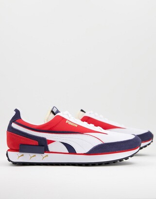 Puma Future Rider Multi Cat Sneakers In White Red And Blue Exclusive To Asos Shopstyle