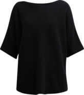 Thumbnail for your product : Eileen Fisher Ribbed Elbow-Sleeve Bateau-Neck Top