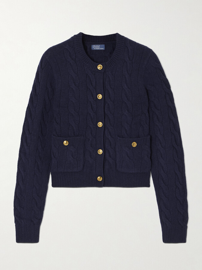 Polo Ralph Lauren Cable-knit Wool And Cashmere-blend Cardigan - Blue