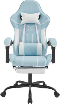 Latitude Run Gaming chair, Computer Chair Ergonomic Chair with Footrest Office Chair Ergonomic Computer Chair with Lumbar Backrest Bluewhite