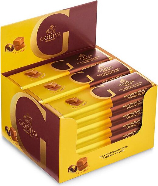Godiva 24 Pack Small Milk Chocolate Caramel Bars Set