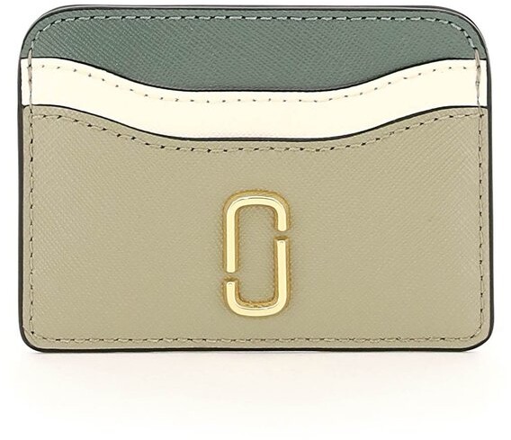 Womens Accessories Wallets and cardholders Marc Jacobs The Snapshot Panelled Leather Card Holder in Silver Metallic 