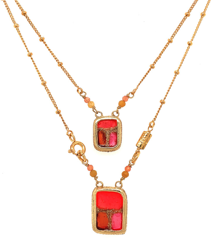 Gas Bijoux Pink, Orange, and Red Collier Scapulaire Necklace - ShopStyle