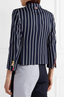 Thom Browne Striped Wool And Cotton-blend Blazer - Navy