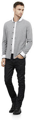 Kenneth Cole Long Sleeve Button Front Knit Shirt