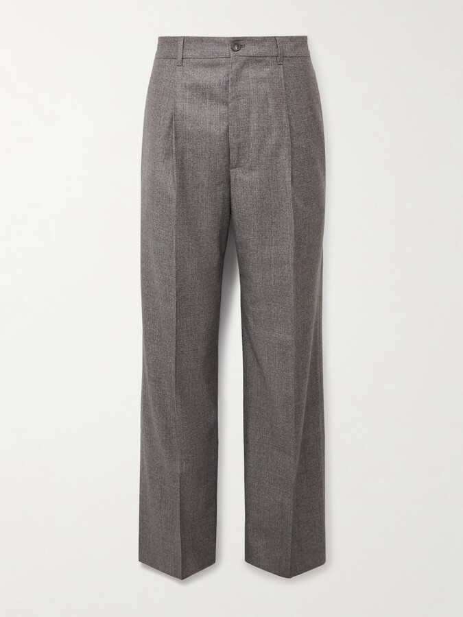 Frame Wide-Leg Pleated Virgin Wool-Flannel Suit Trousers