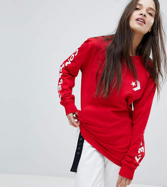 Converse Long Sleeve T-Shirt In Red With Arm Graphic
