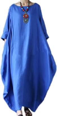 yulinge Womens Summer Elegant Cotton and Linen Maxi Dress Baggy Dresses Plus Size 5XL