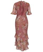 Thumbnail for your product : Hope And Ivy Floral Open Back Midi Dress Colour: PINK, Size: 8