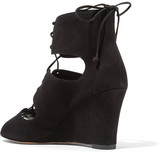 Thumbnail for your product : Schutz Adisa Lace-Up Cutout Suede Wedge Sandals