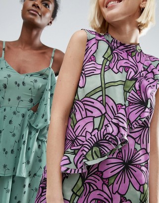 ASOS Made In Kenya Ruffle Shift Dress In Large Floral Print