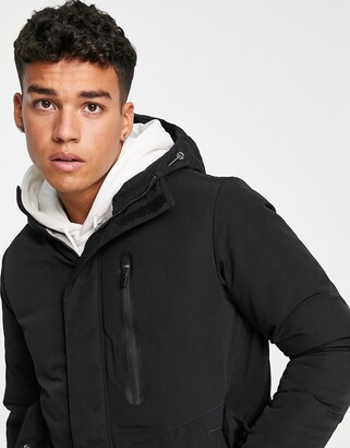Jack and Jones Core parka with hood in black - ShopStyle