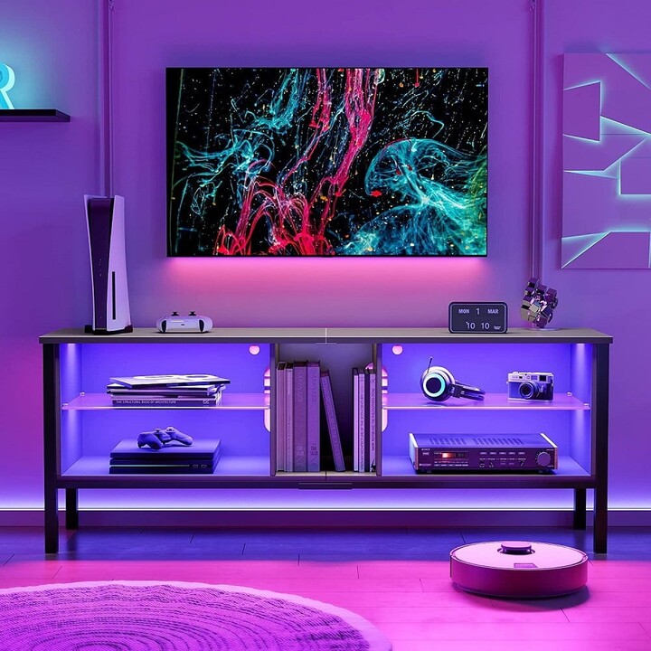 EPOWP Modern TV Stand for TVs up to 70" 20 Color LED Entertainment