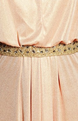 Aidan Mattox Embellished Foiled Jersey Blouson Gown