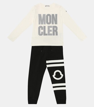 Moncler Enfant Embroidered logo stretch cotton top