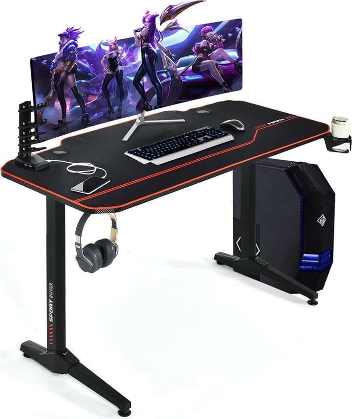 Costway 55'' Gaming Desk TShaped Computer Desk w/Full Desk Mouse Pad&Gaming Handle Rack ShopStyle
