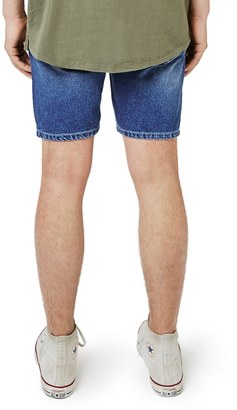 Topman Slim Fit Denim Shorts with Patches