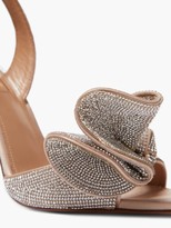 Thumbnail for your product : Aquazzura Cherry 105 Crystal-embellished Satin Sandals - Nude