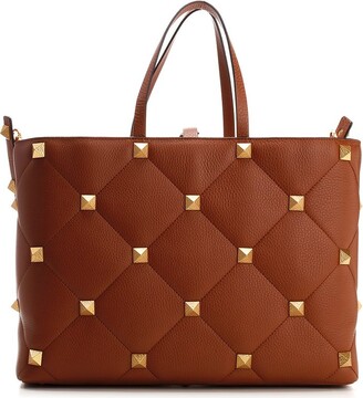 Valentino Brown Roman Stud Quilted Tote NWT – TBC Consignment