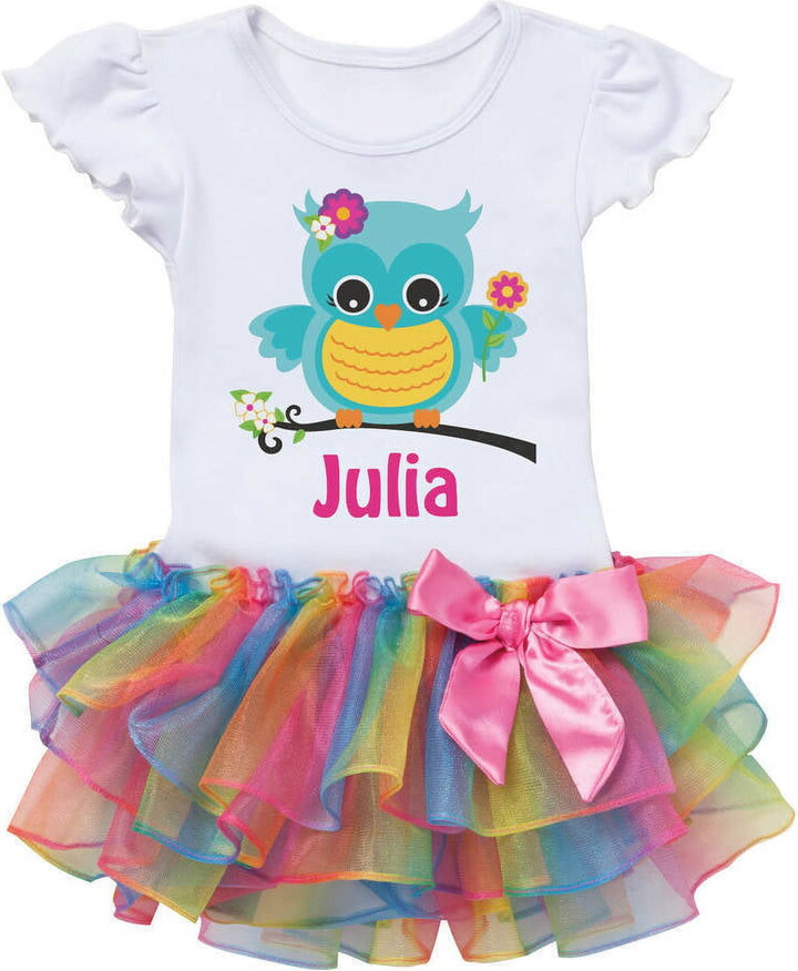 Personalized Planet Sweet Owl Personalized Rainbow Tutu tee - 2T, 3T, 4T, 5/6T