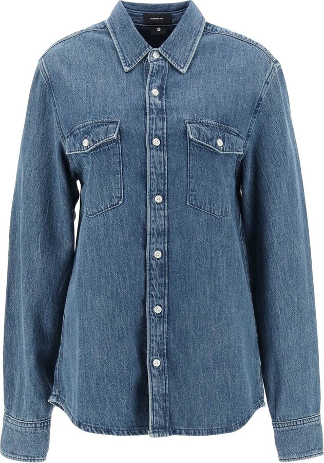 Wardrobe NYC denim shirt ShopStyle Tops
