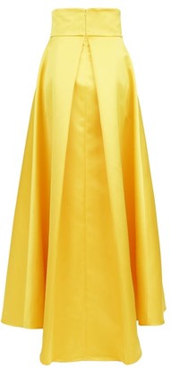 Sara Battaglia A-line Satin Maxi Skirt - Yellow