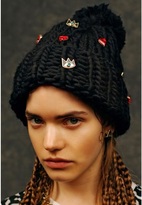 Thumbnail for your product : Wool Beanie Hat W/ Eye & Heart Pins