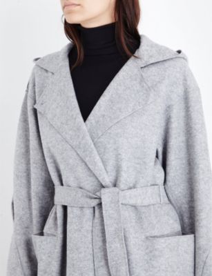 Mo&Co. Hooded wool-blend wrap coat