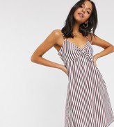 Thumbnail for your product : ASOS Tall ASOS DESIGN Tall cami bow front mini sundress in plum and white stripe