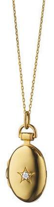 Monica Rich Kosann 18k Gold Petite Oval Locket Necklace with Diamond Star, 17"L