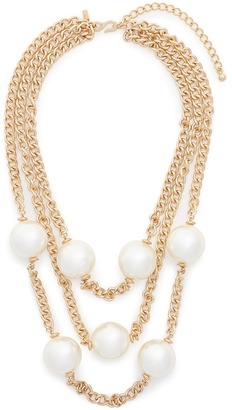 Kenneth Jay Lane Three strand glass pearl opera necklace