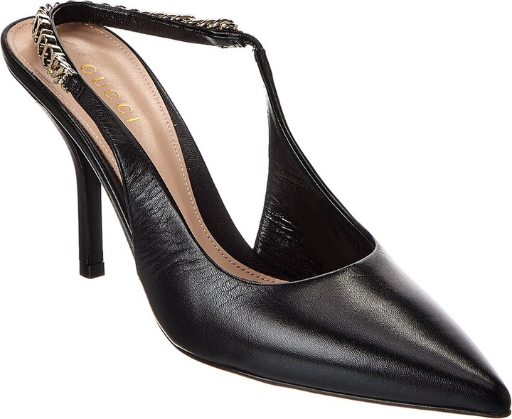 Gucci Signoria Leather Slingback Pump