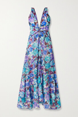 PatBO Blossom Cutout Floral-print Jacquard Maxi Dress - Purple - ShopStyle
