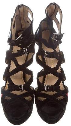Charlotte Olympia Suede Cage Sandals