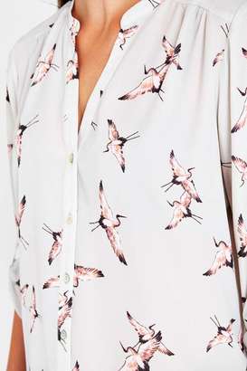 Grey Bird Print Shirt