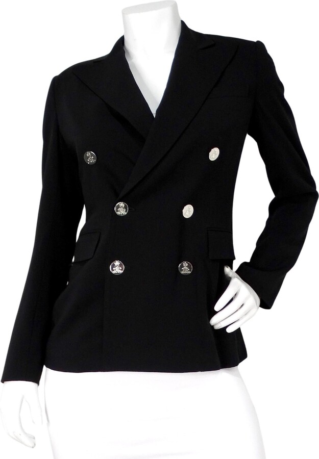 Ralph Lauren Purple Label Black Wool Blend Double-breasted Blazer