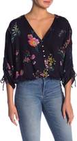 Thumbnail for your product : Love Stitch Floral Ruched Drawstring Sleeve Top