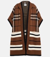 Checked wool and cashmere-blend cape 