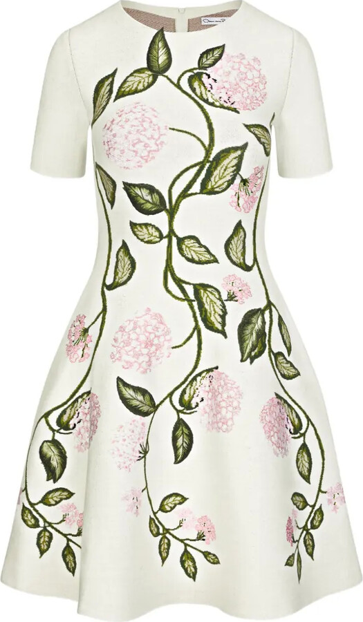 Oscar de la Renta Porcelain flower jacquard maxi dress