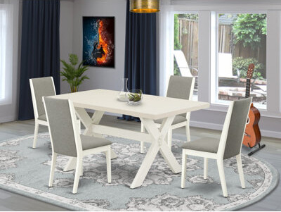 East West Furniture 4 - Person Solid Wood Dining Set