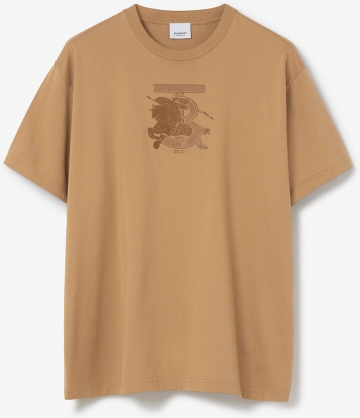 Burberry Embroidered Monogram EKD Cotton T-shirt Size: L - ShopStyle