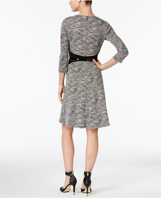 Calvin Klein Petite Belted Fit & Flare Sweater Dress