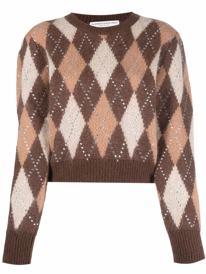 brown argyle jumper