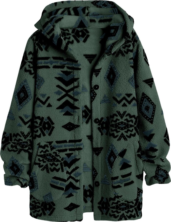 Corduroy Shacket Women Women's Ethnic Aztec Printed Corduroy