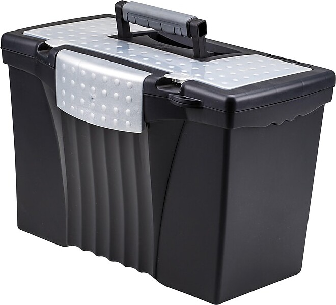 Storex File Storage Box with Organizer Lid, Letter/Legal Size, Black (61510U01C)