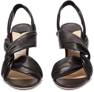 Jimmy Choo Lalia 85 Twisted Leather Slingback Sandals - Womens - Black